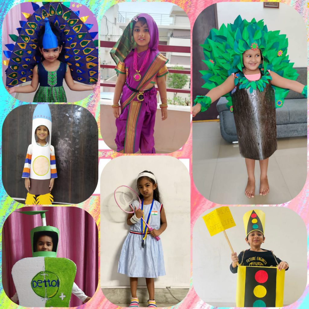 Today fancy dress competition in my kids school. my Daughter dress up with  the theme 